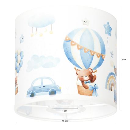 BRILAGI - Univerzalen abažur BOBO E27, premer 15 cm, bela/modra/medvedki