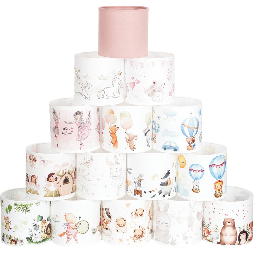 Brilagi - Univerzalen abažur BOBO E27 premera 15 cm bel/rožnat/baletke