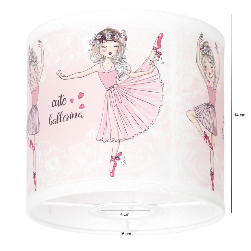 Brilagi - Univerzalen abažur BOBO E27 premera 15 cm bel/rožnat/baletke