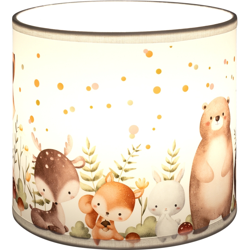 Brilagi - Univerzalen abažur BOBO E27, Ø 15 cm, bel z živalskim motivom