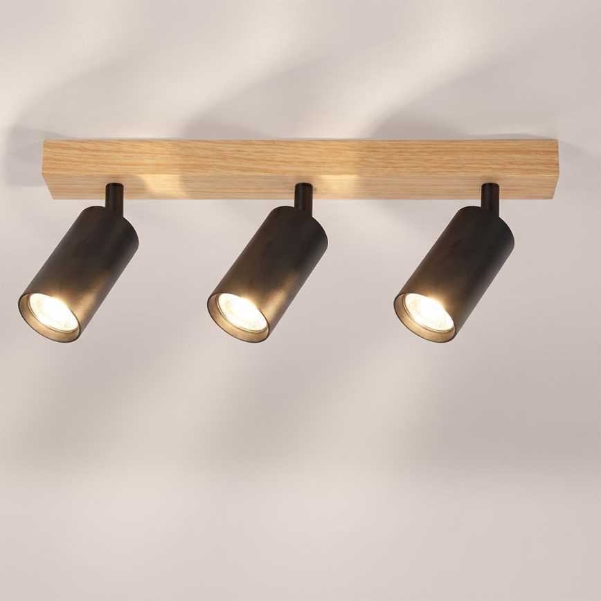 Brilagi - Usmerjeno stropno svetilo SELE 3xGU10/30W/230V črna/hrastov dekor