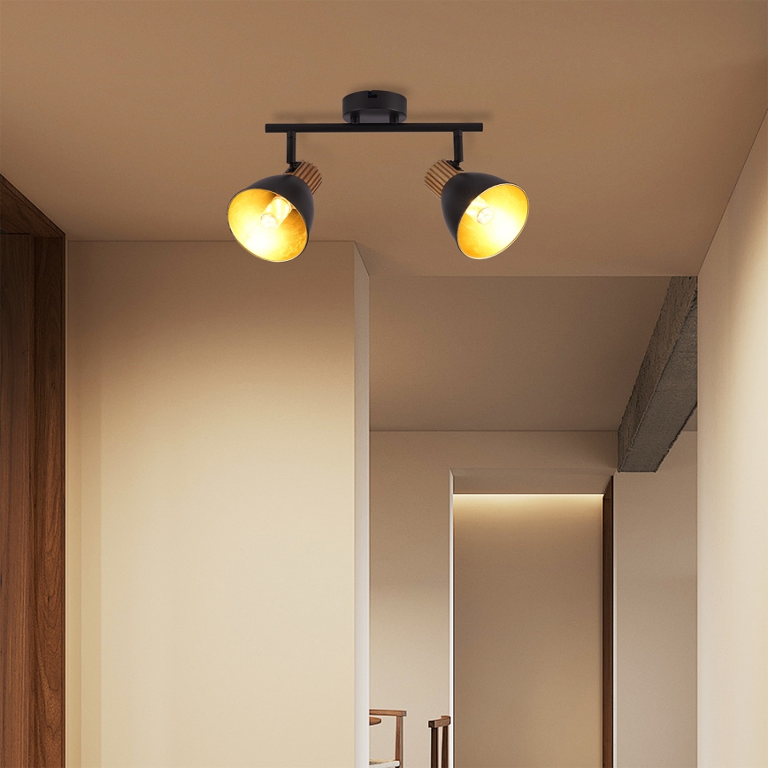 Brilagi - Usmerjeno svetilo ODENSE 2xE14/10W/230V iz kavčukovega lesa/črna