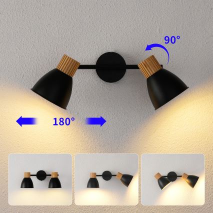 Brilagi - Usmerjeno svetilo ODENSE 2xE14/10W/230V les/črna