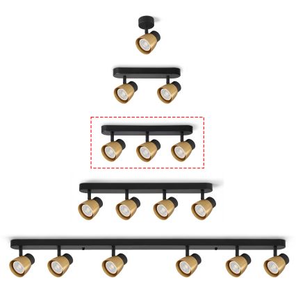 Brilagi - Usmerljiva stropna svetilka NUGGET 3xGU10/30W/230V črna/zlata