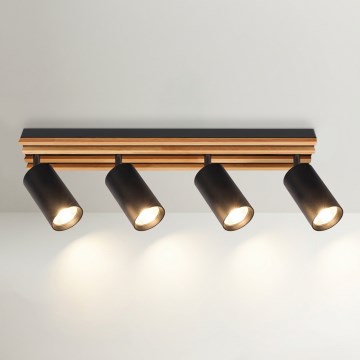 Brilagi - Usmerna stropna svetilka SELE WOOD 4xGU10/30W/230V črna/les