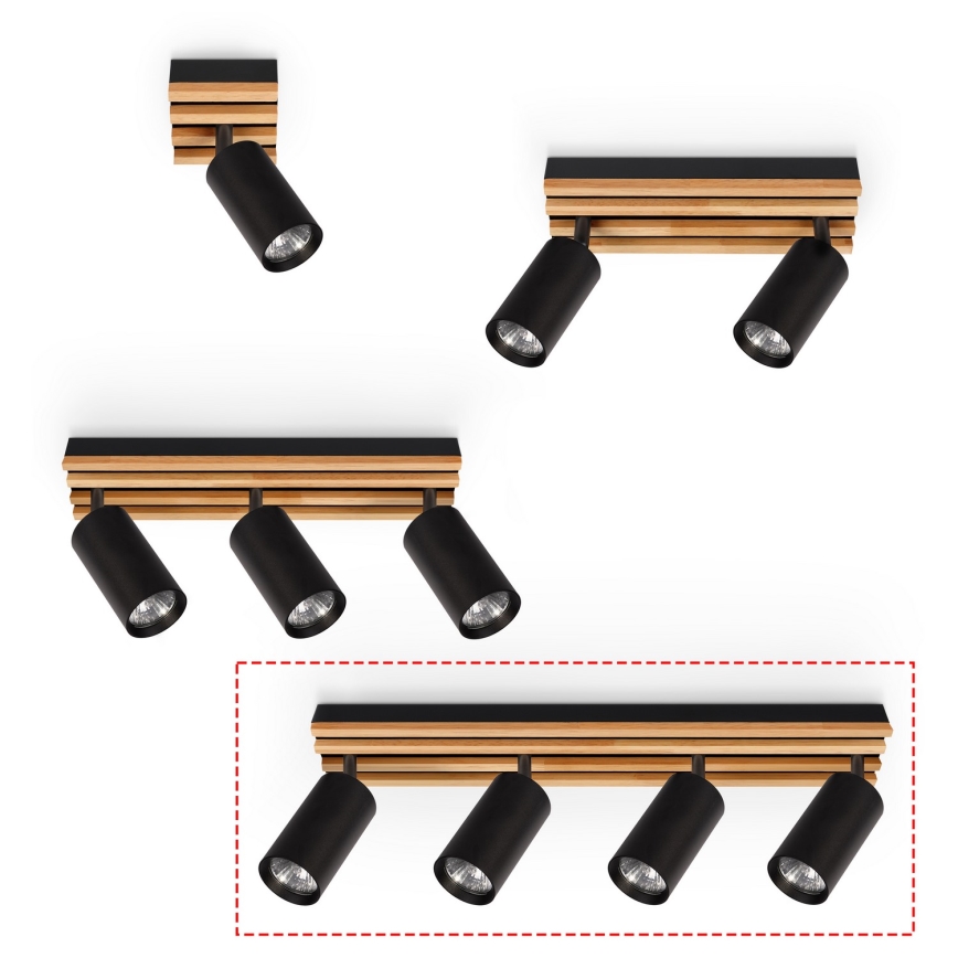 Brilagi - Usmerna stropna svetilka SELE WOOD 4xGU10/30W/230V črna/les