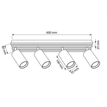 Brilagi - Usmerna stropna svetilka SELE WOOD 4xGU10/30W/230V črna/les