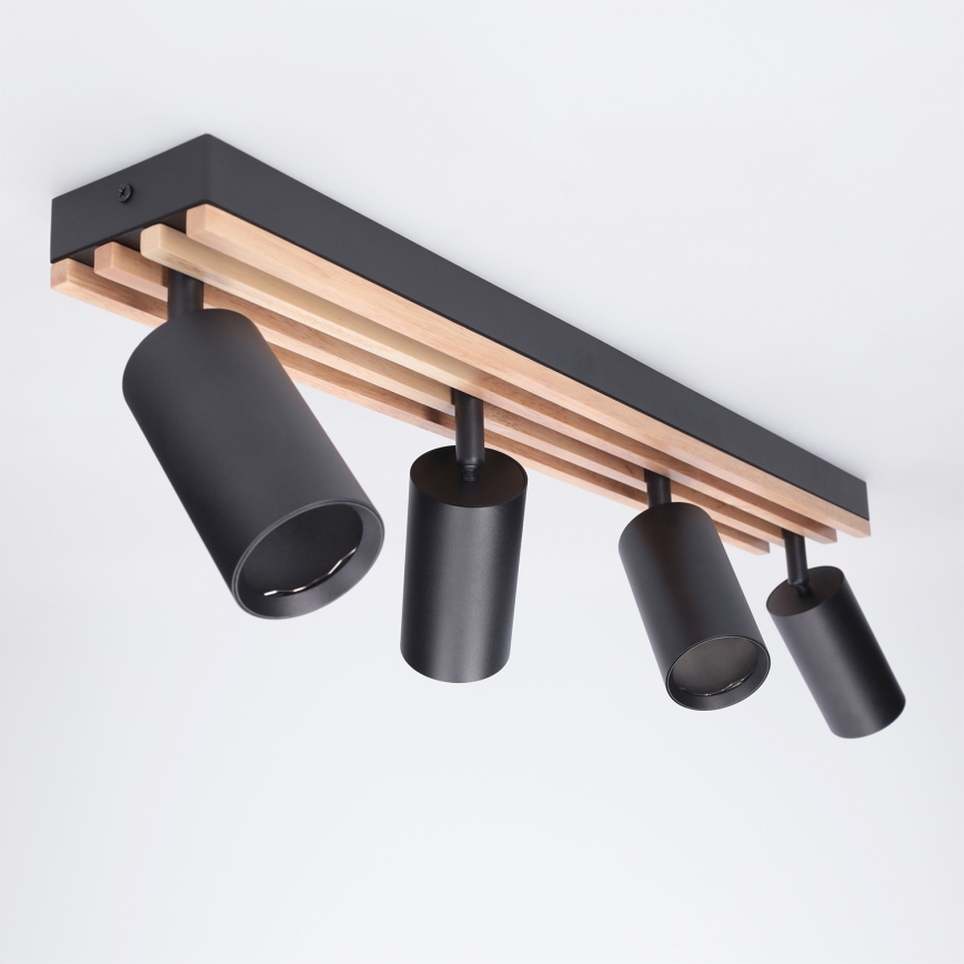 Brilagi - Usmerna stropna svetilka SELE WOOD ACOUSTIC 4xGU10/30W/230V črna/les