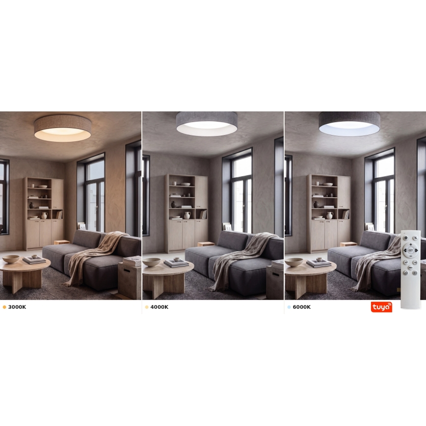 Brilagi - LED zatemnjiva stropna svetilka VELVET SMARTIX STARS LED/36W/230V 3000-6000K premer 55 cm siva Wi-Fi Tuya Beacon + daljinski upravljalnik