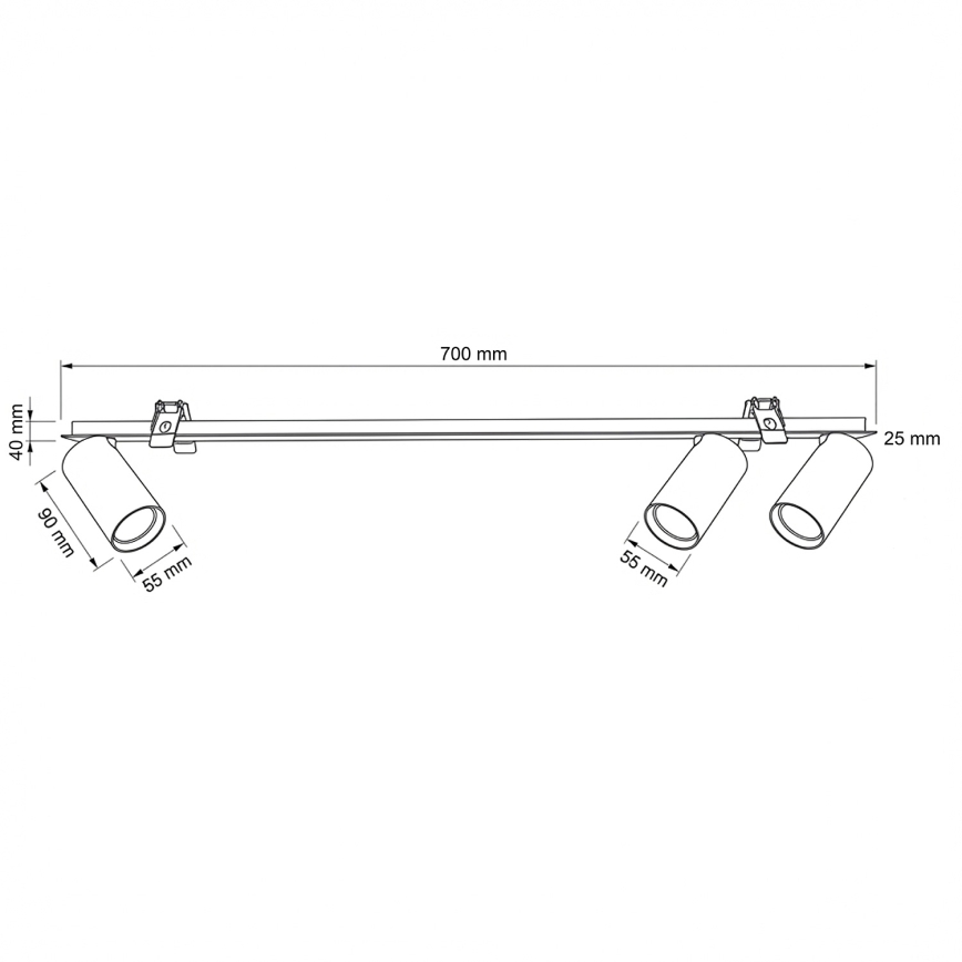 Brilagi - vgradna stropna svetilka SELE 3xGU10/30W/230V črna