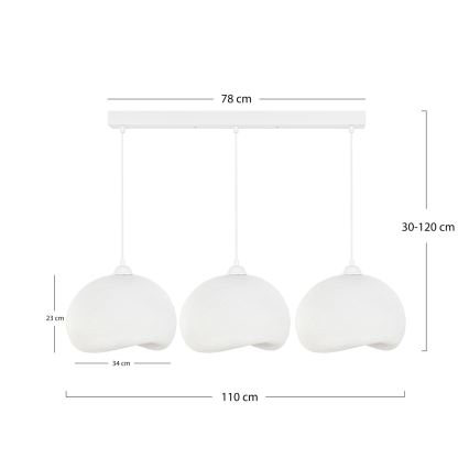 Brilagi - Viseča svetilka na jeklenem kablu WABI SABI 3xE27/40W/230V bela