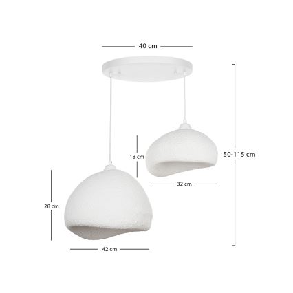 Brilagi - Viseča svetilka na kabel WABI SABI 2xE27/40W/230V premer 70 cm bela