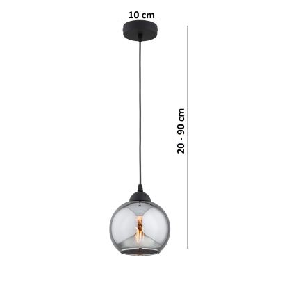 Brilagi - Viseča svetilka na kablu DIOR 1xE27/60W/230V črna/dimno siva