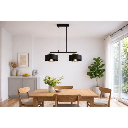 Brilagi - Viseča svetilka na vrvici SPRING 2xE27/60W/230V črna/zlata