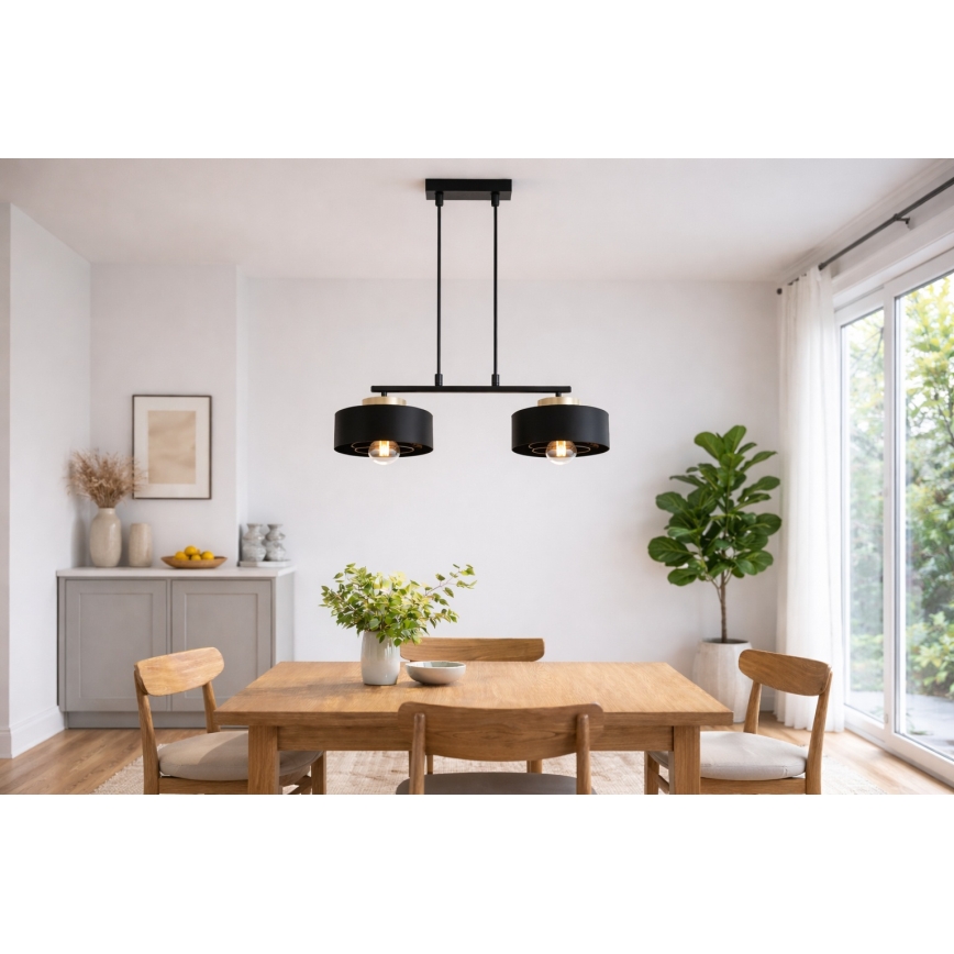 Brilagi - Viseča svetilka na vrvici SPRING 2xE27/60W/230V črna/zlata