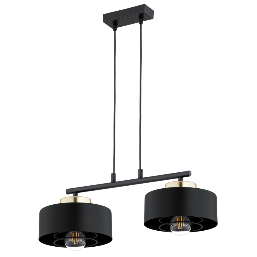 Brilagi - Viseča svetilka na vrvici SPRING 2xE27/60W/230V črna/zlata