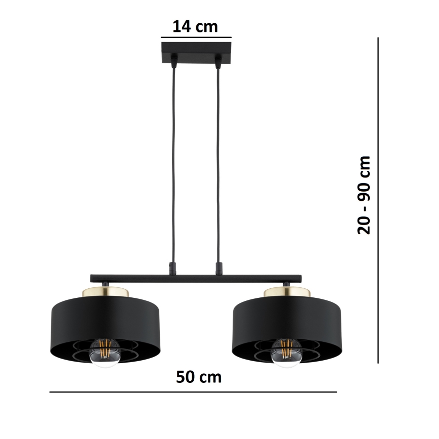 Brilagi - Viseča svetilka na vrvici SPRING 2xE27/60W/230V črna/zlata