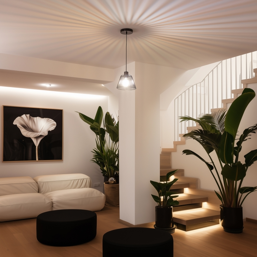 Brilagi - viseči LED lestenec na kablu CERIA WIRE 1xE27/40W/230V, premer 21 cm, črna