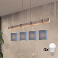 Brilagi - viseči LED lestenec na kablu NUBILA 4xE27/60W/230V siva/temno modra