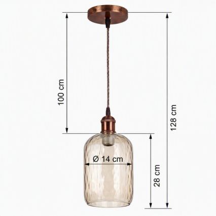 Brilagi - LED viseči lestenec na kablu RETRO GLASS 1xE27/60W/230V Ø 14 cm medena/zadimljena rjava