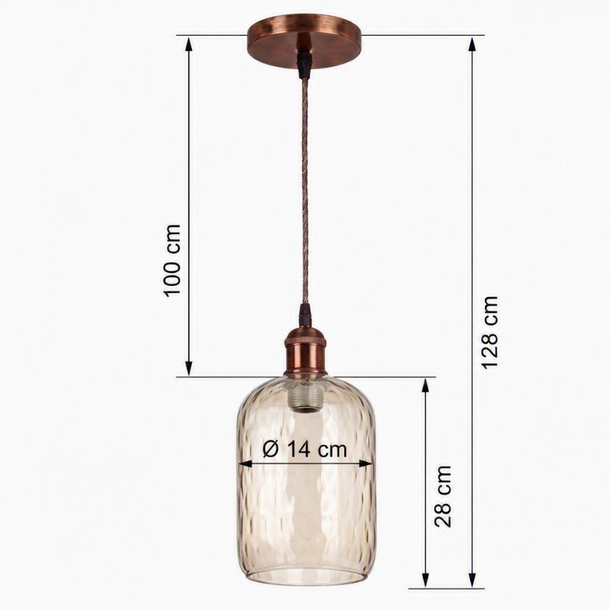 Brilagi - LED viseči lestenec na kablu RETRO GLASS 1xE27/60W/230V Ø 14 cm medena/zadimljena rjava