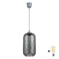 Brilagi - Viseči LED lestenec na kablu RETRO GLASS 1xE27/60W/230V Ø 14 cm srebrna/dimna siva