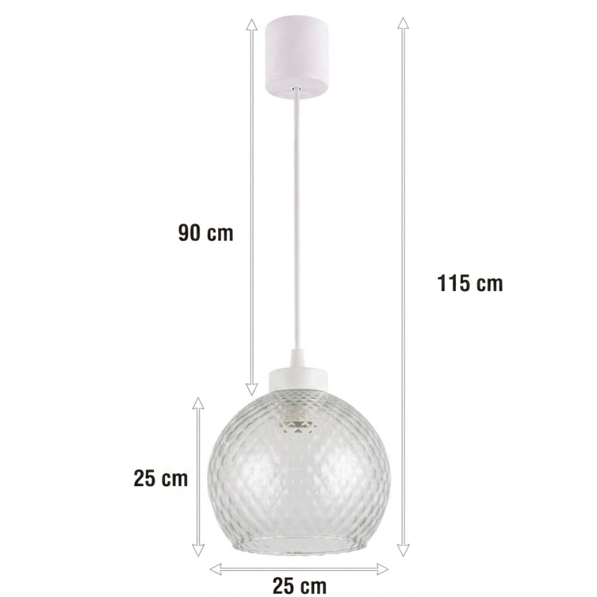 Brilagi - LED lestenec na jeklenem lanku RETRO GLASS 1xE27/60W/230V Ø 25 cm bela/dimna siva