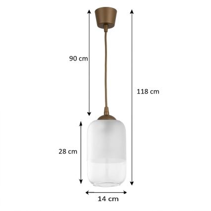 Brilagi - Viseči LED lestenec RETRO GLASS 1xE27/60W/230V premer 14 cm rjava/bela