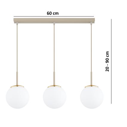 Brilagi - Viseči lestenec MILO 3xE27/60W/230V bež/zlata