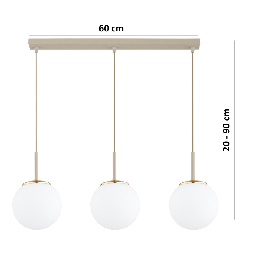 Brilagi - Viseči lestenec MILO 3xE27/60W/230V bež/zlata