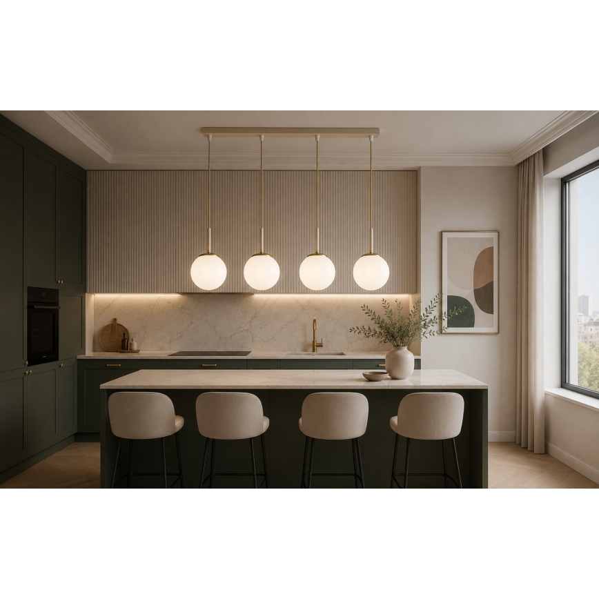 Brilagi - Viseči lestenec MILO 4xE27/60W/230V bež/zlata