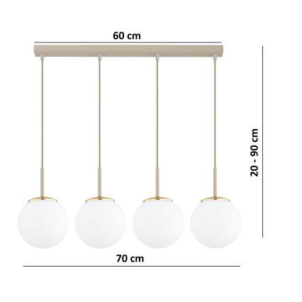 Brilagi - Viseči lestenec MILO 4xE27/60W/230V bež/zlata