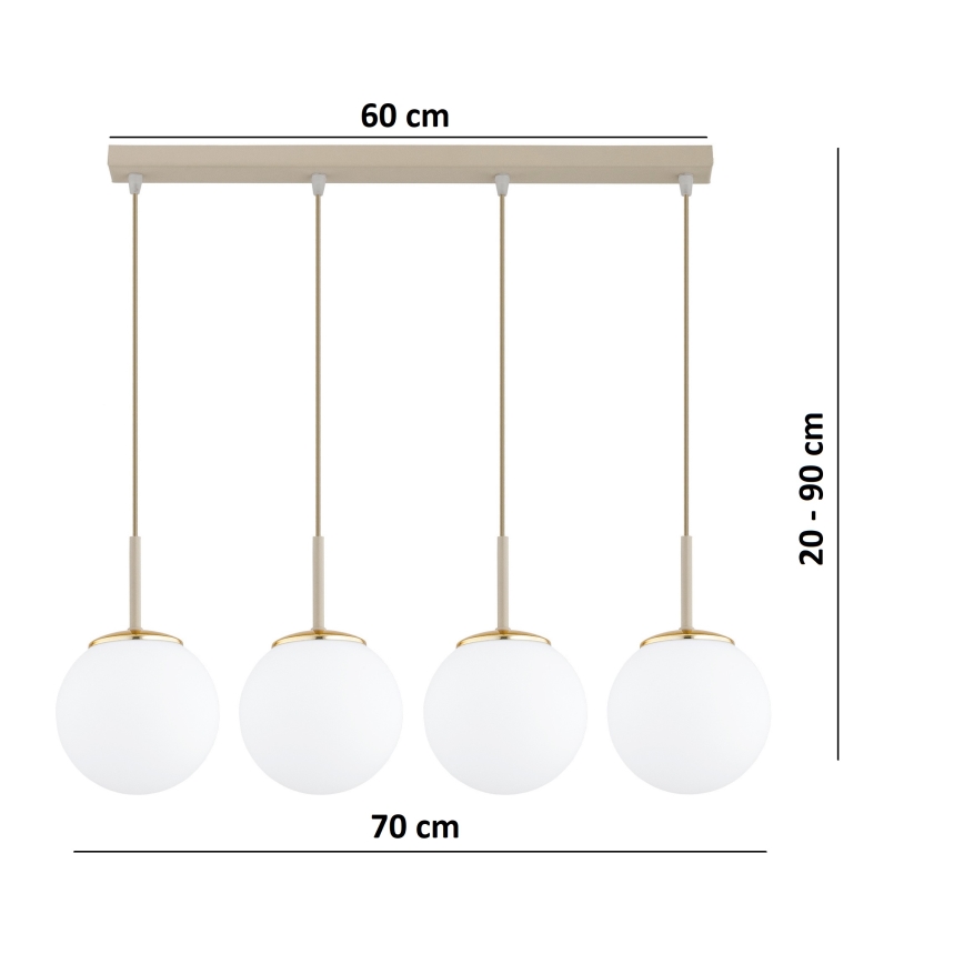 Brilagi - Viseči lestenec MILO 4xE27/60W/230V bež/zlata