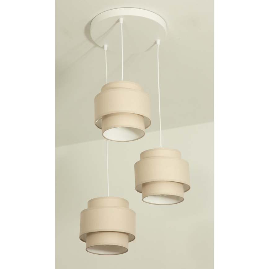 Brilagi - Viseči lestenec na jekleni vrvici RESNA 3xE27/60W/230V Ø 45 cm bež