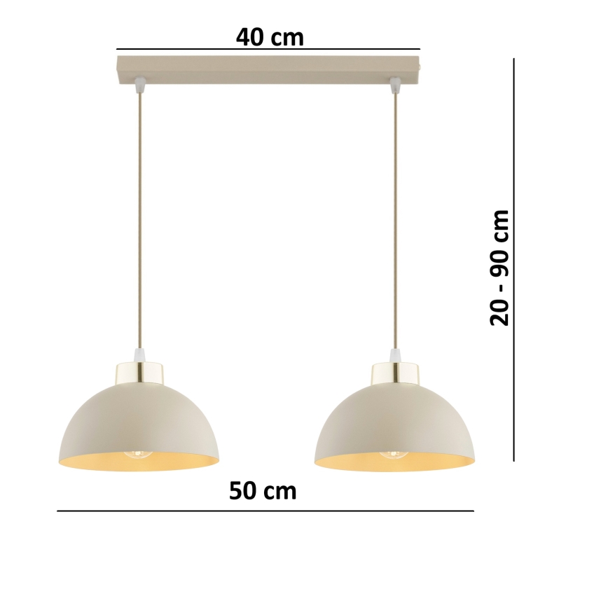 Brilagi - Viseči lestenec na kablu 2xE27/60W/230V bež/zlata