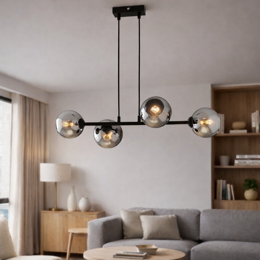 Brilagi - Viseči lestenec na kablu 4xE27/60W/230V črna/dimno siva