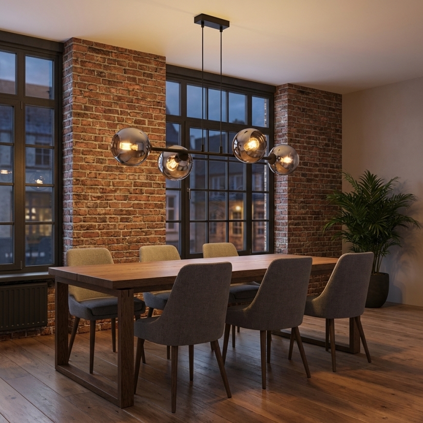 Brilagi - Viseči lestenec na kablu 4xE27/60W/230V črna/dimno siva