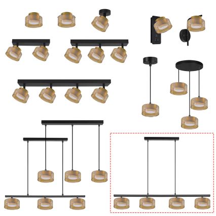 Brilagi - Viseči lestenec na kablu AURA LUX 4xGX53/30W/230V črna/zlata
