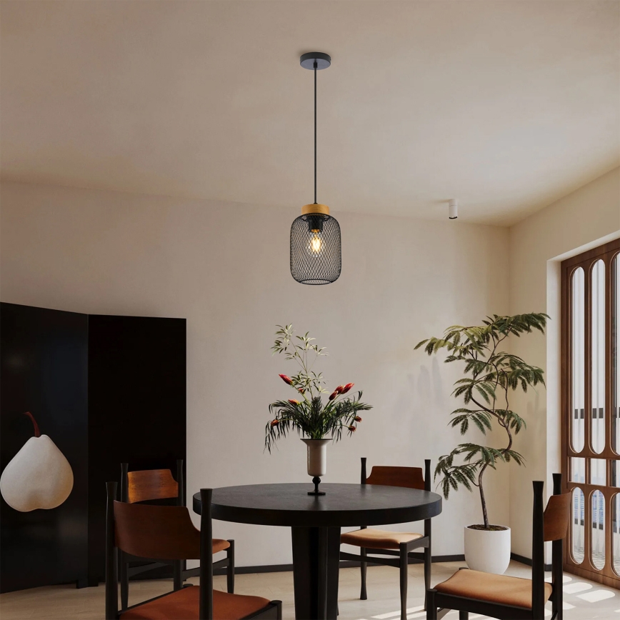 Brilagi - Viseči lestenec na kablu BASKLITE 1xE27/15W/230V les/črna