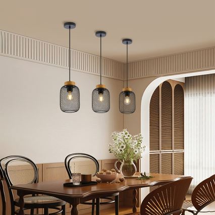 Brilagi - Viseči lestenec na kablu BASKLITE 1xE27/15W/230V les/črna