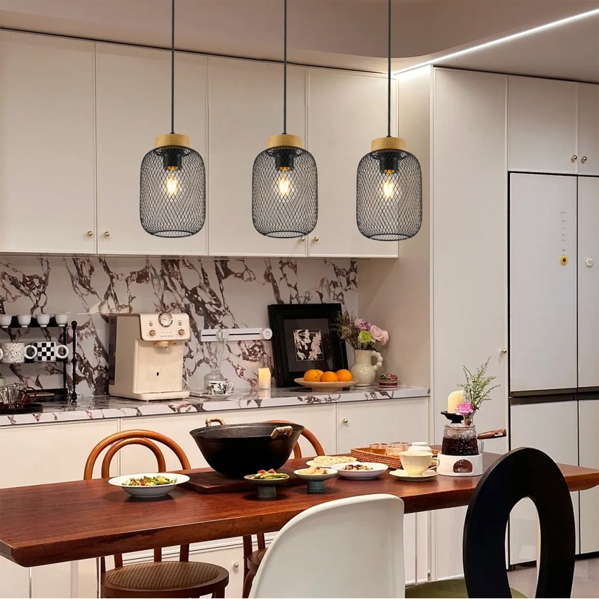 Brilagi - Viseči lestenec na kablu BASKLITE 3xE27/15W/230V les/črna