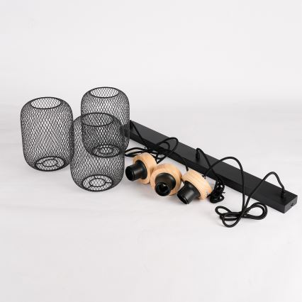 Brilagi - Viseči lestenec na kablu BASKLITE 3xE27/15W/230V les/črna