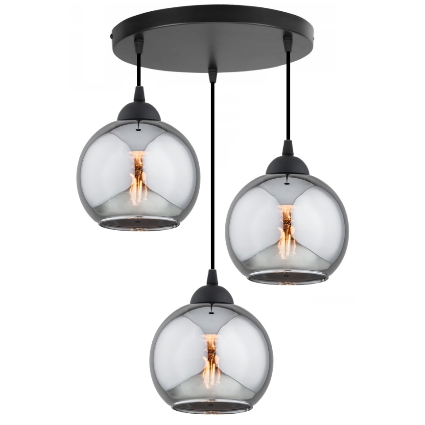 Brilagi - Viseči lestenec na kablu DIOR 3xE27/60W/230V črna/dimna siva