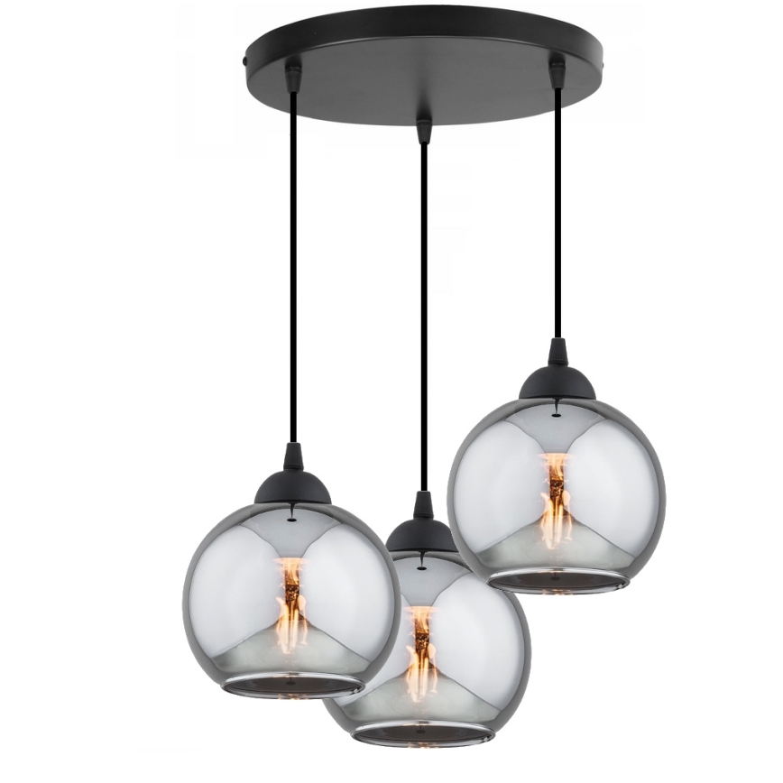 Brilagi - Viseči lestenec na kablu DIOR 3xE27/60W/230V črna/dimna siva