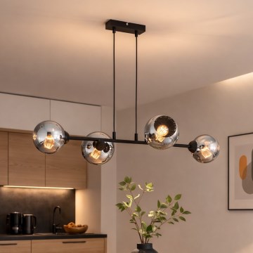 Brilagi - Viseči lestenec na kablu DIOR 4xE27/60W/230V črna/dimno siva