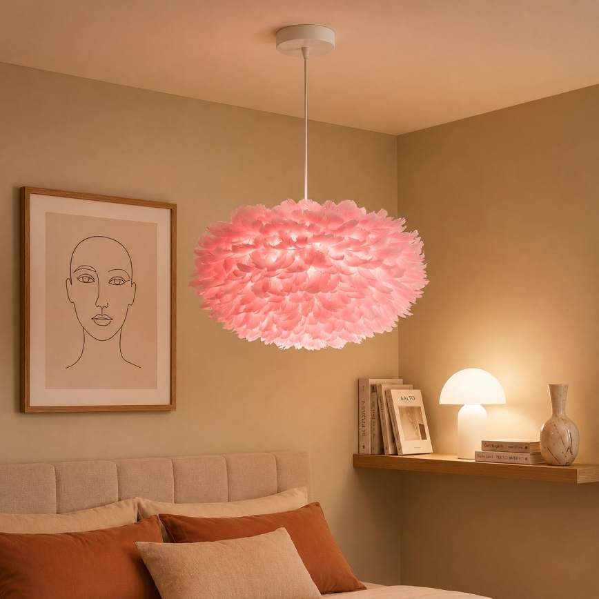 Brilagi - Viseči lestenec na kablu FEATHER 3xE27/40W/230V, premer 50 cm, v rožnati barvi