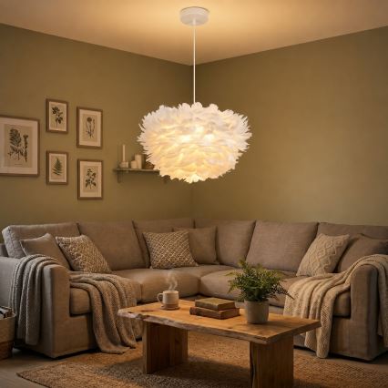 Brilagi - Viseči lestenec na kablu FEATHER 3xE27/40W/230V, Ø 40 cm, v beli barvi