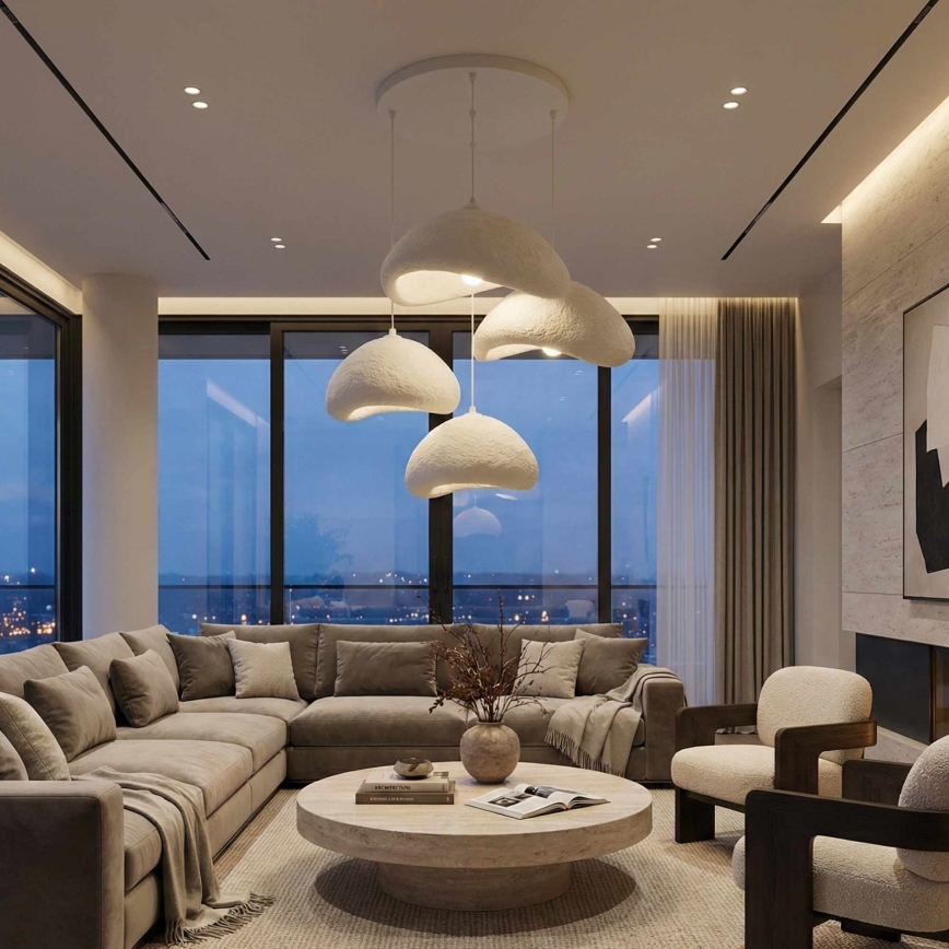 Brilagi - Viseči lestenec na kablu LUNA 4xE27/40W/230V, Ø 90 cm, bela