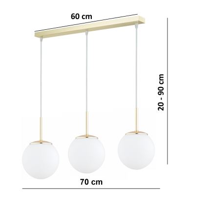 Brilagi - Viseči lestenec na kablu MILO 3xE27/60W/230V v zlati barvi