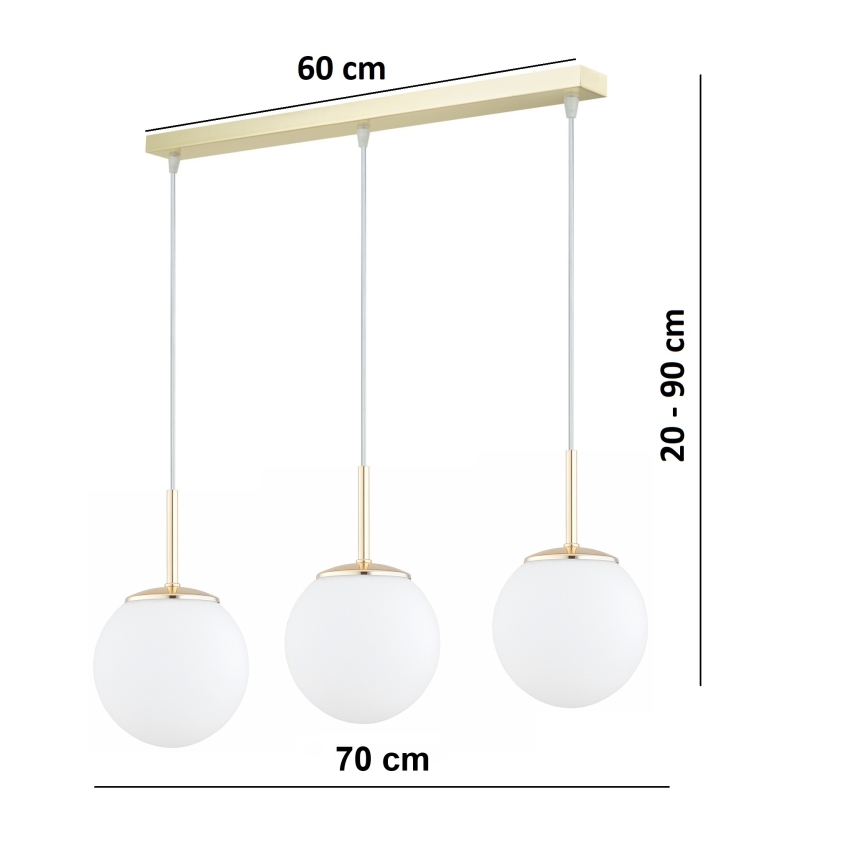 Brilagi - Viseči lestenec na kablu MILO 3xE27/60W/230V v zlati barvi